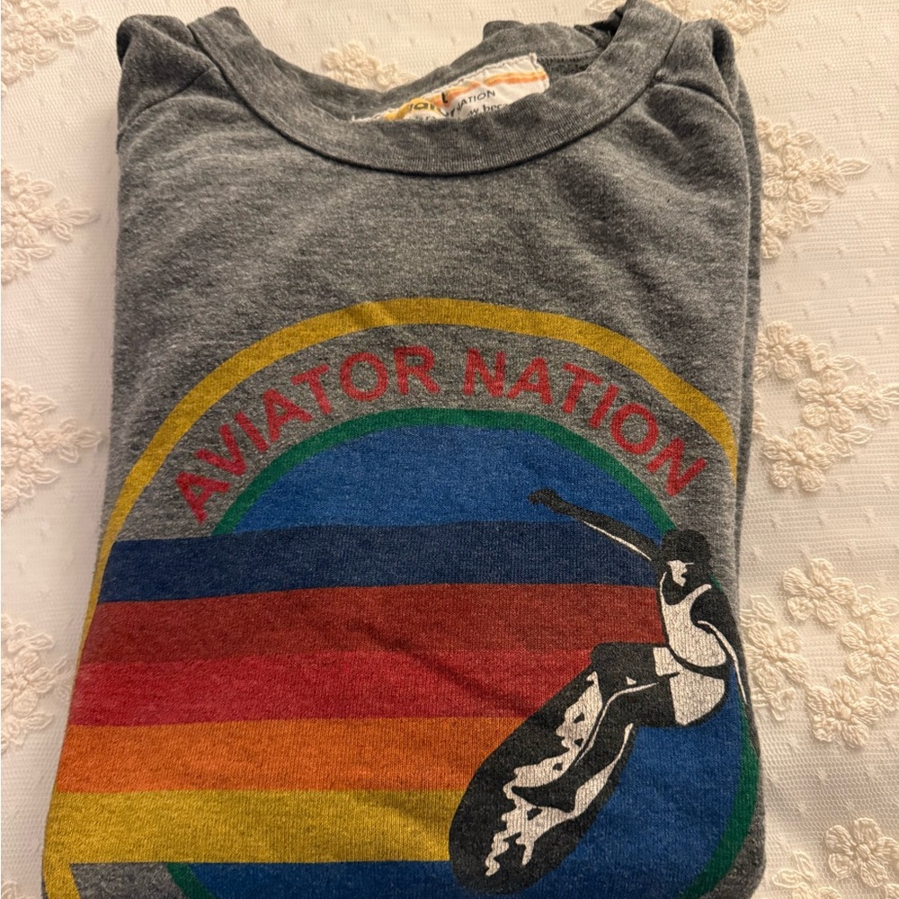 Aviator Nation  Gray sweatshirt with Colorful Graphic